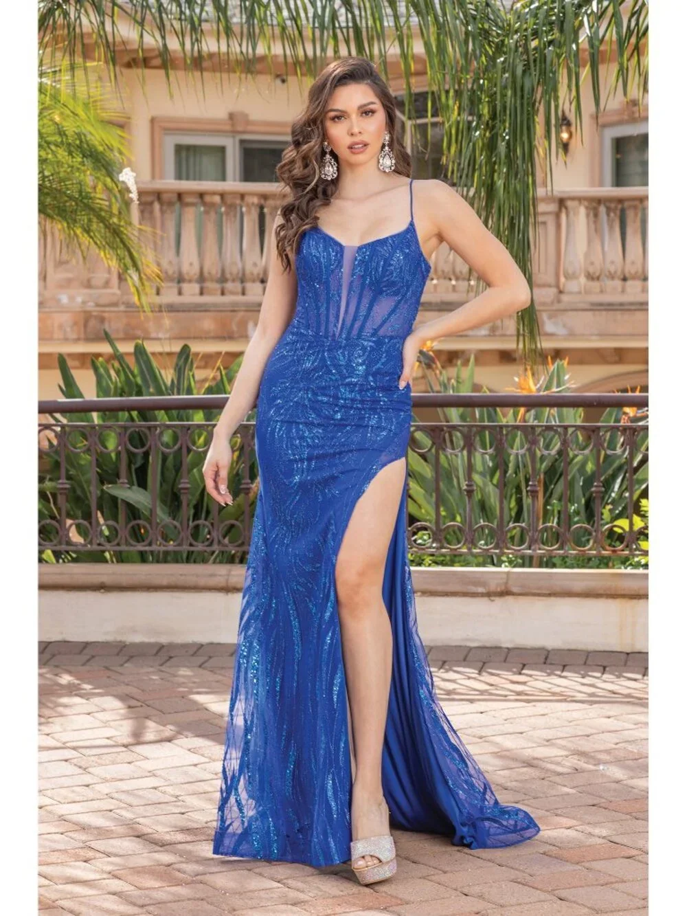 NEW ROYAL-BLUE Evening Gown Floor Length Formal Elegant Stunning 4334